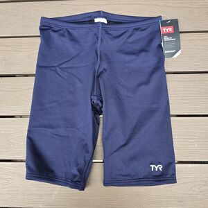 TYR Durafast Solid Navy Drawstring Boy Men's Swim Jammer Size 30 New
